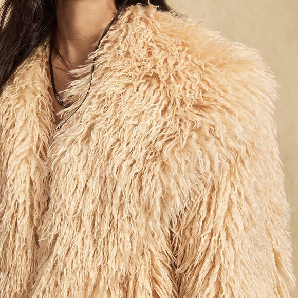 Khaki Casual Women's Nomadic Oversized Faux Fur Jacket - Picture 9 of 9